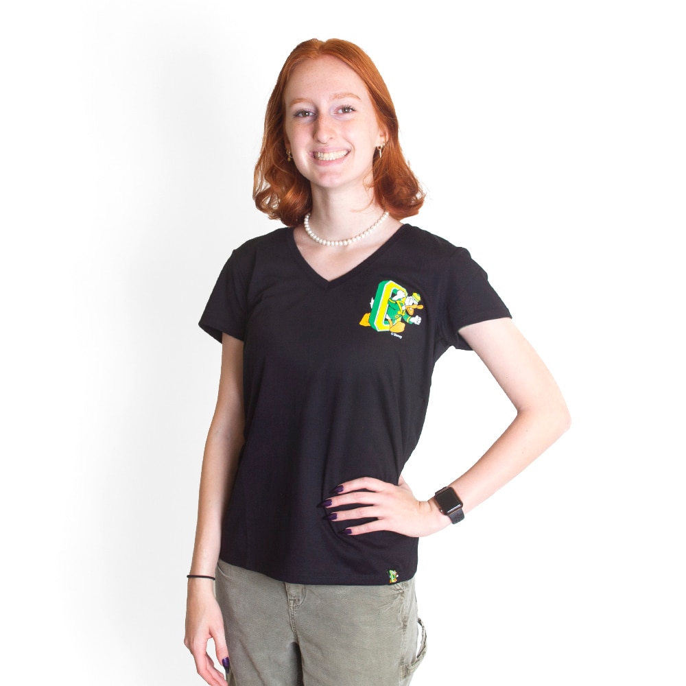 DTO, McKenzie SewOn, Black, V-Neck, Polyester Blend, Women, 2023, Full Color, T-Shirt, 746029
